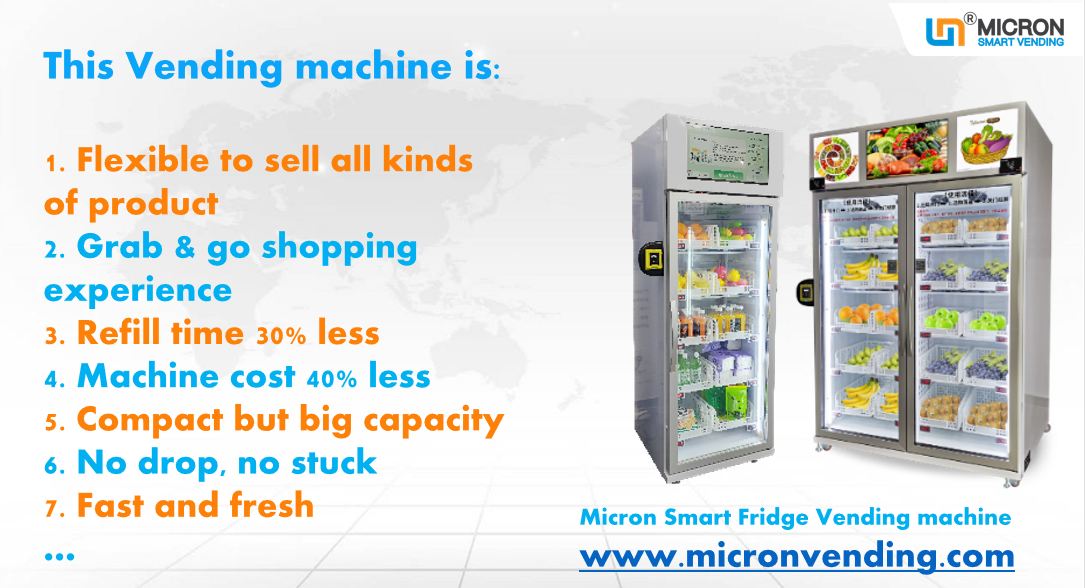 Micron smart fridge vending machine flexible to sell all kinds of product