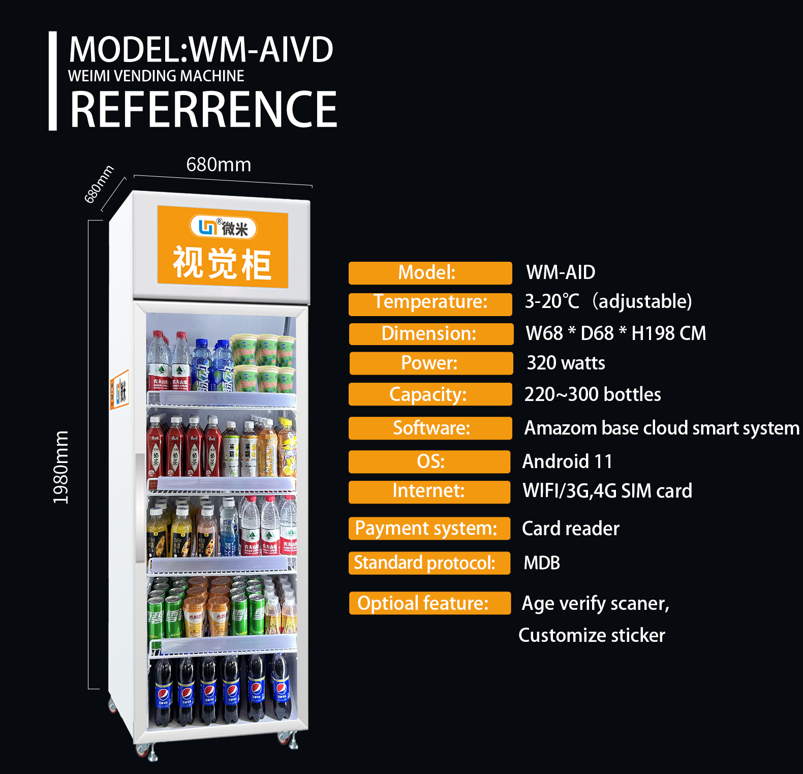 New AI visual vending machine in the vending industry specification