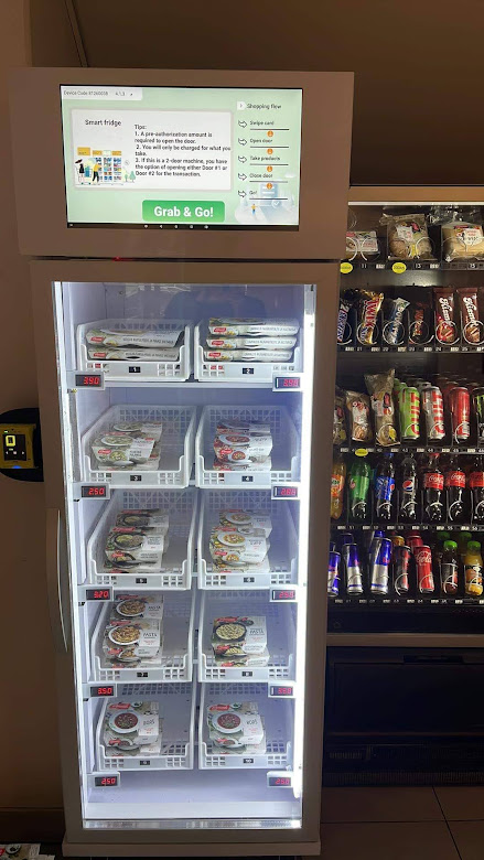 Smart fridge vending machines seeling hot food