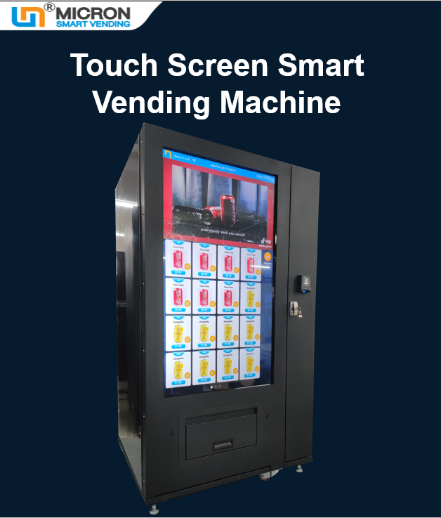 Snack drink vending machine with 55 inch touch screen support E-wallet and other customization payments micron smart vending