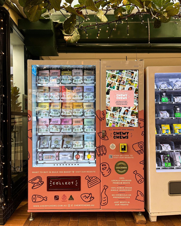 pet vending machine in the street a high-traffic area where pet owners frequently visit
