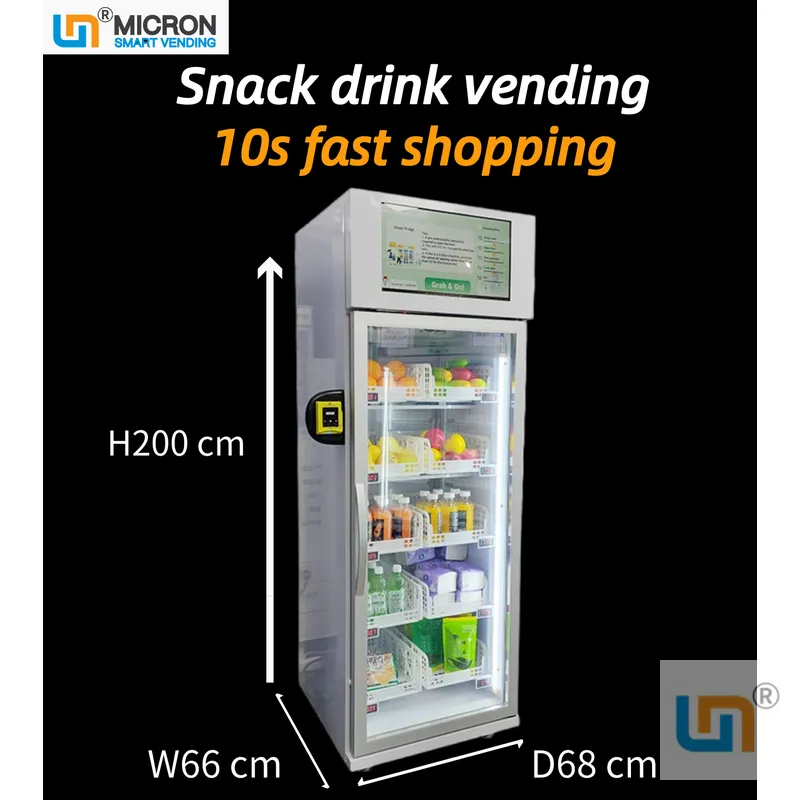 Smart Fridge Vending Machine for office and workplace selling snack drink fresh fruit salad box sandwich micron smart fridge vending machines