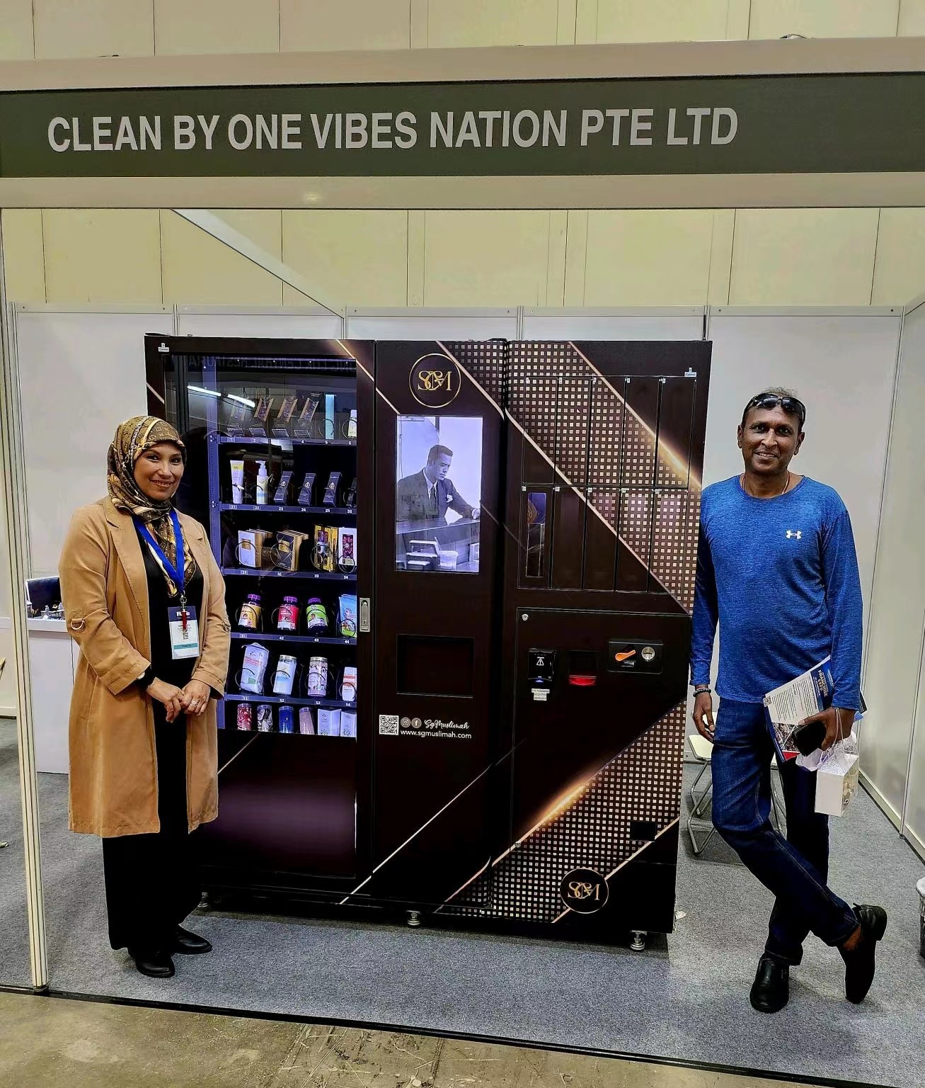 Weimi smart vending machine for personal care products at the vending exhibition in Singapore.