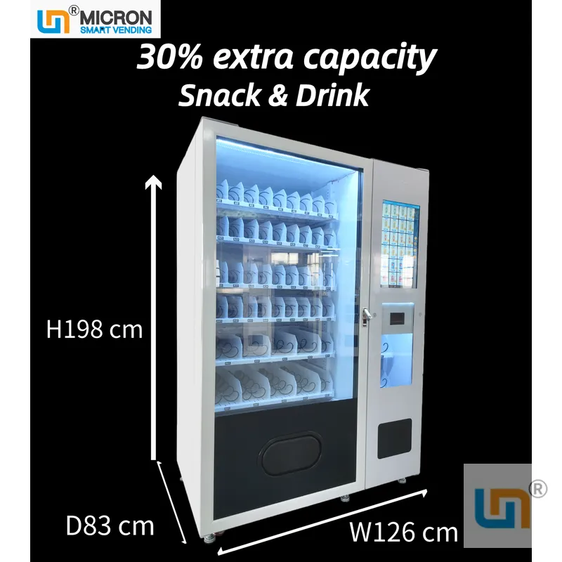 Smart snack and drink combo vending machine big capacity with slave box available for sale, accept customization