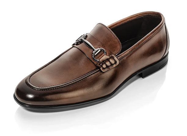 Factory cheap genuine men leather loafer shoe Retro buckle slip-on coffee men genuine leather loafer shoe men loafers manufacturing