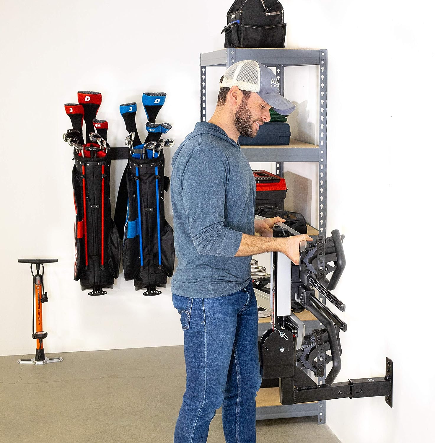 Hitch Wall Mount, Bike and Cargo Rack Hanging Garage Organizer, Trailer Hitch Receiver Storage