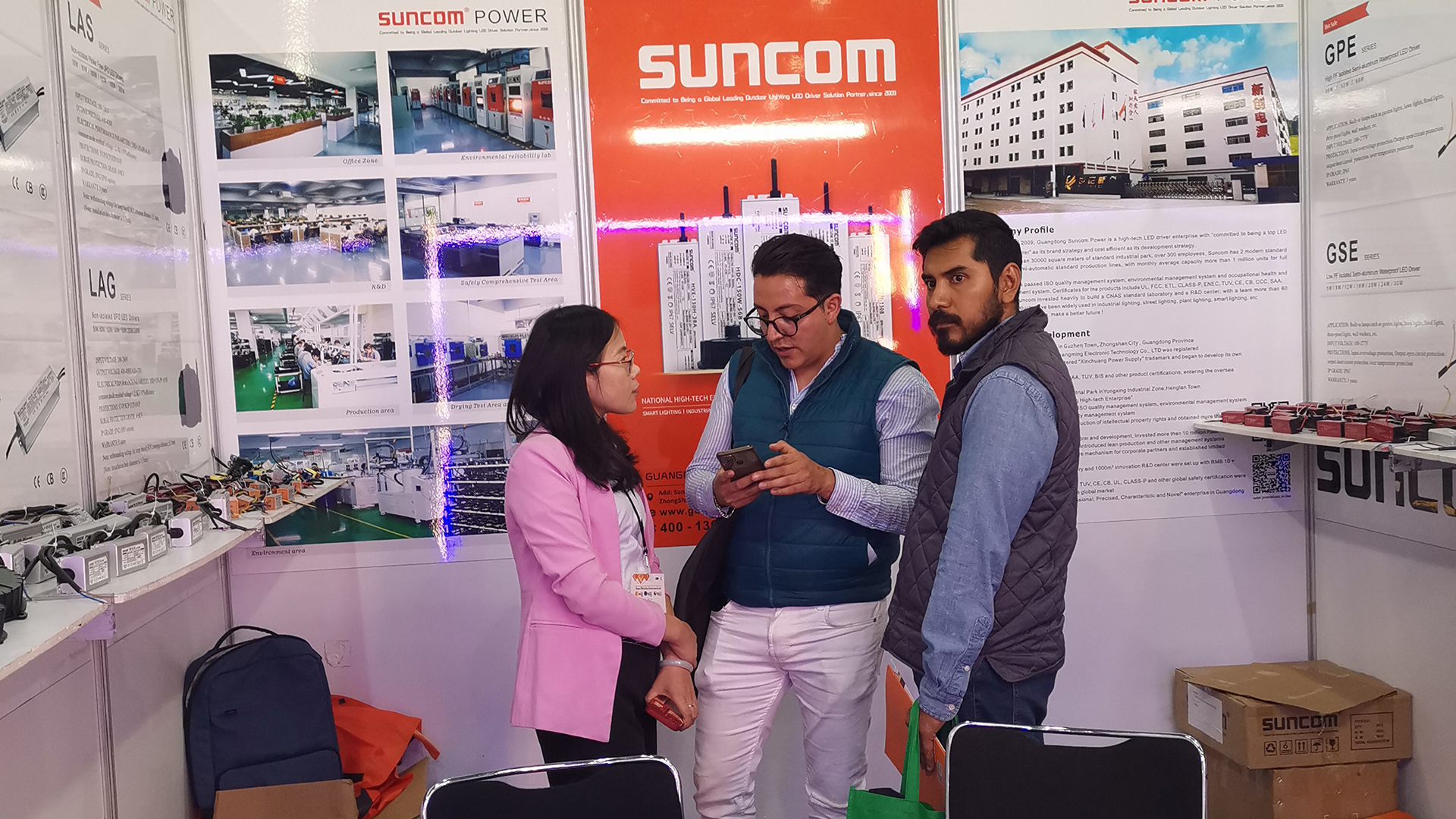 Suncom staff is introducing the products
