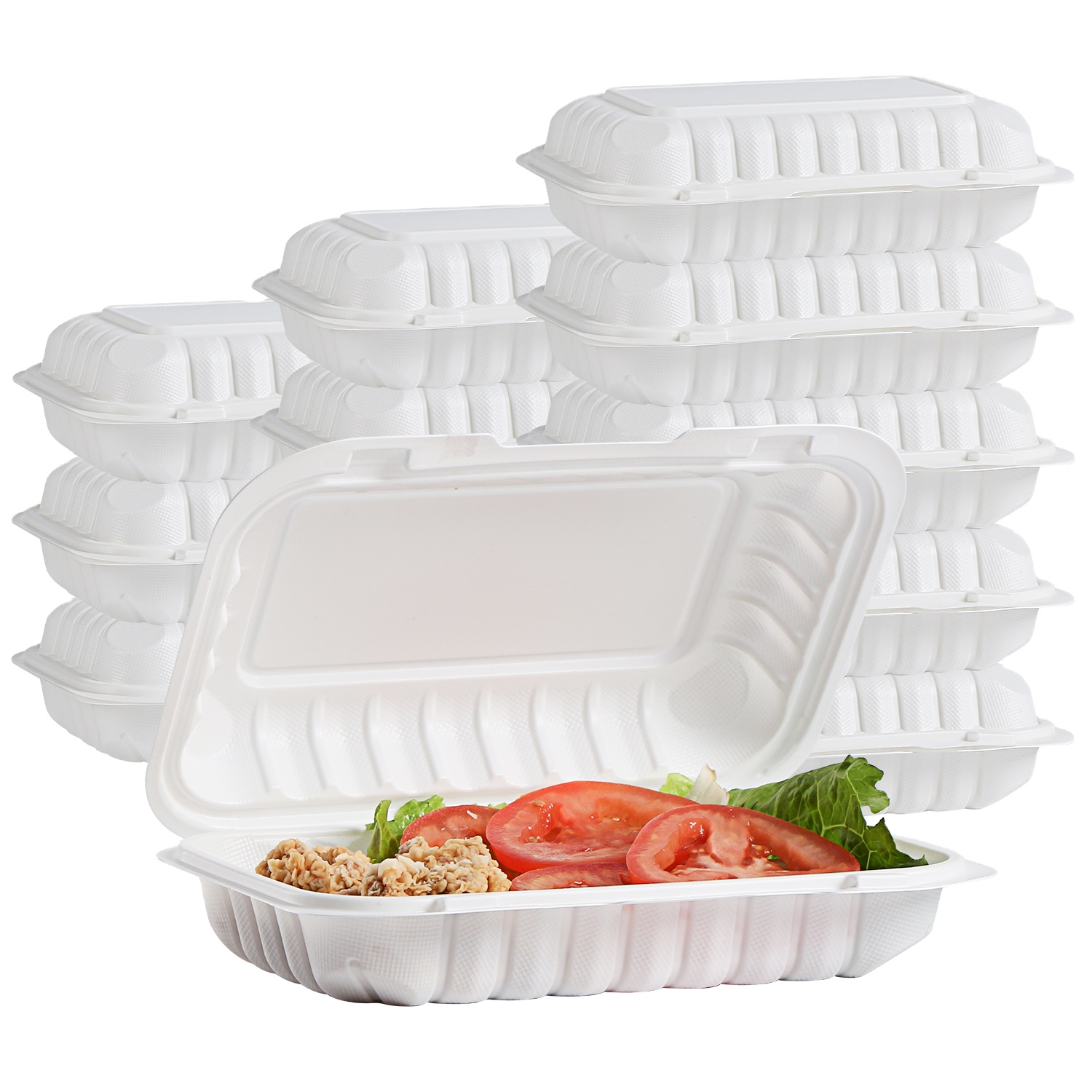 plastic hinged take out containers