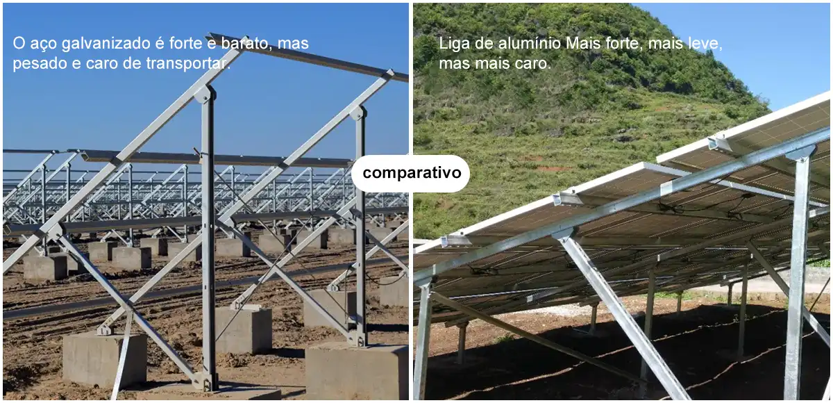 Comparação entre suportes de aço galvanizado e liga de alumínio