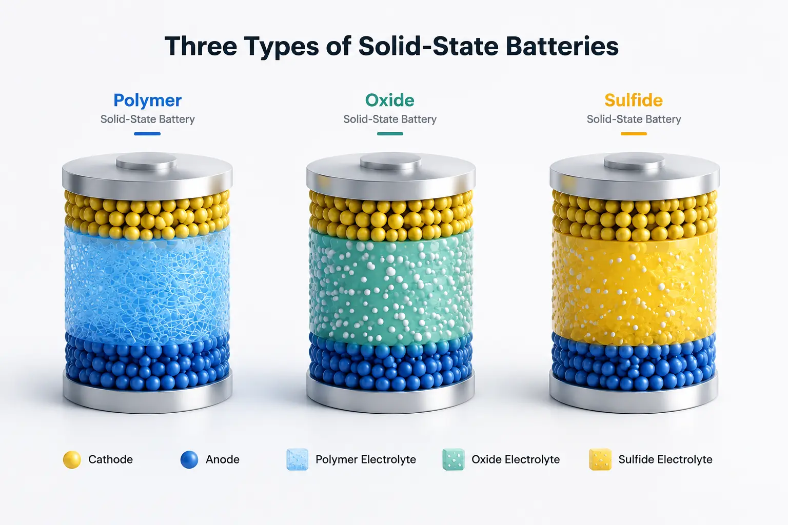 Drie typen solid-state batterijen