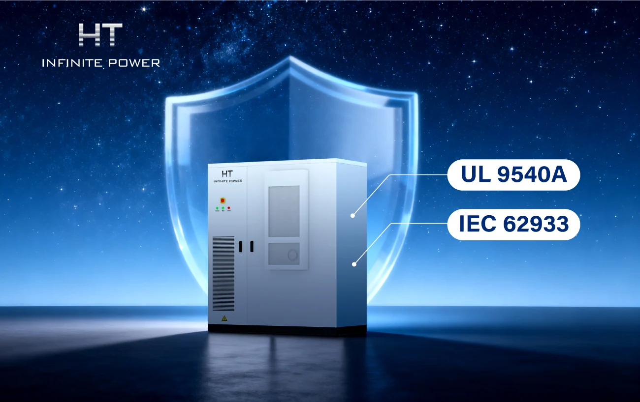 Le système de stockage d’énergie industriel et commercial InfinitePower est conforme aux normes de sécurité.