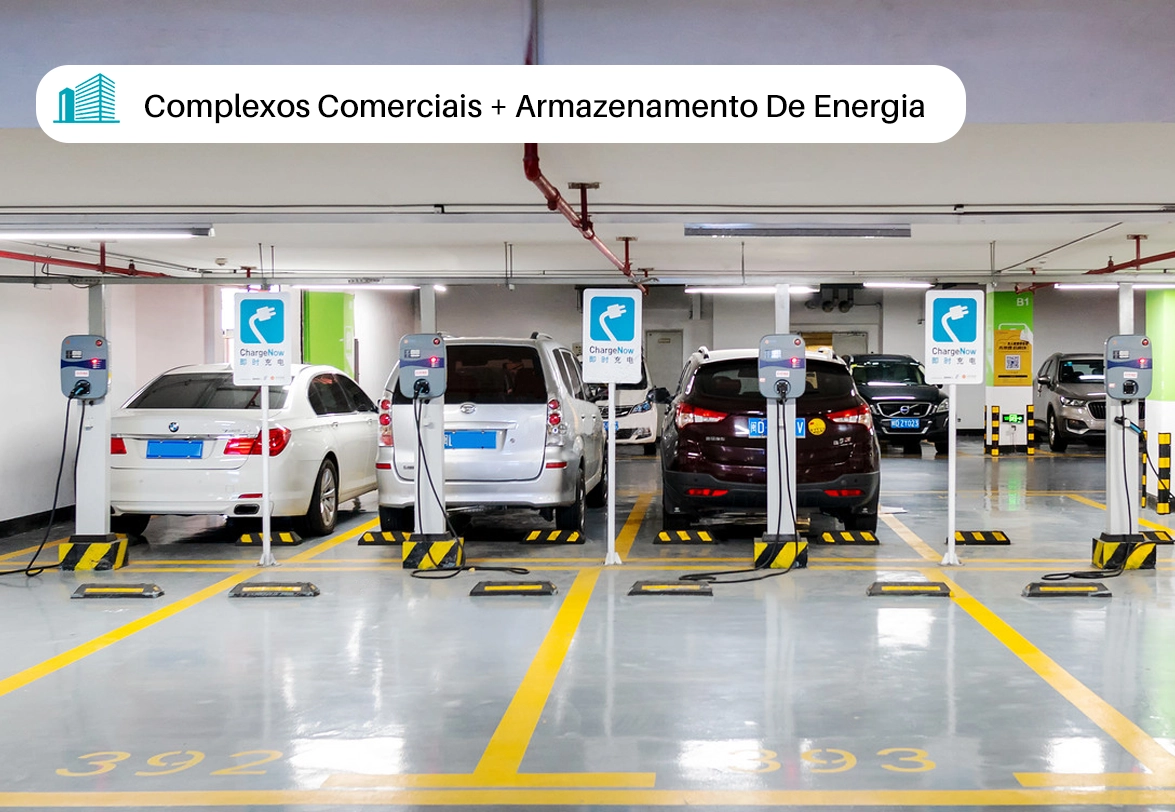 Complexo comercial + armazenamento de energia
