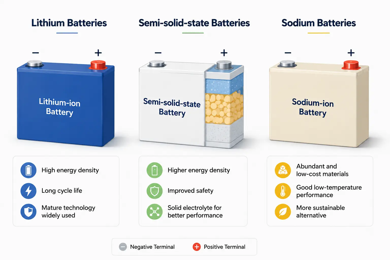 Lithium battery, Semi-Solid battery, and Sodium battery