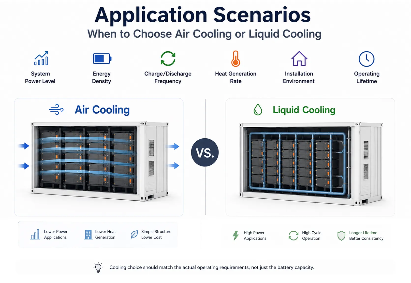 Applications du stockage d’énergie : quand choisir le refroidissement par air ou le refroidissement liquide