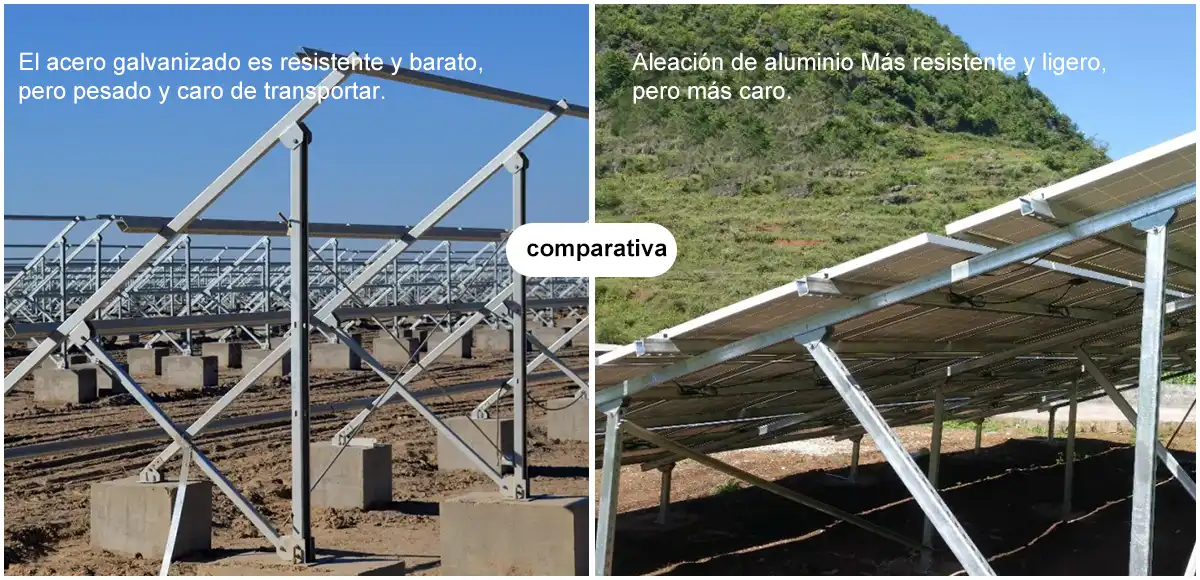 Comparación de soportes de acero galvanizado y de aleación de aluminio