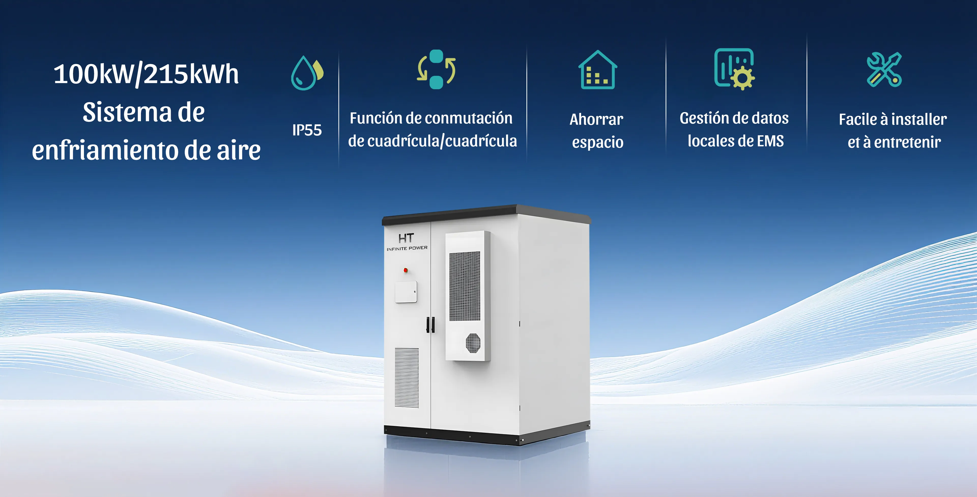 Sistema de almacenamiento de energía industrial y comercial Infinitepower HT de 215 kWh