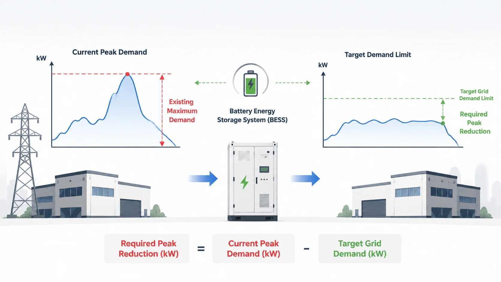 Determine the calculation method for the battery capacity target for peak shaving
