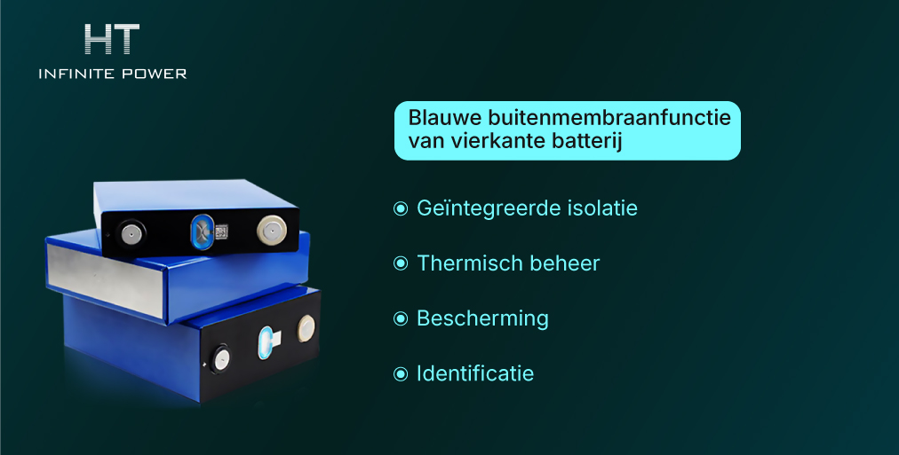 Functie van de blauwe buitenmembranen van rechthoekige batterijen