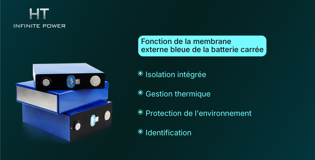 Fonction de la membrane bleue externe de la batterie à coque carrée