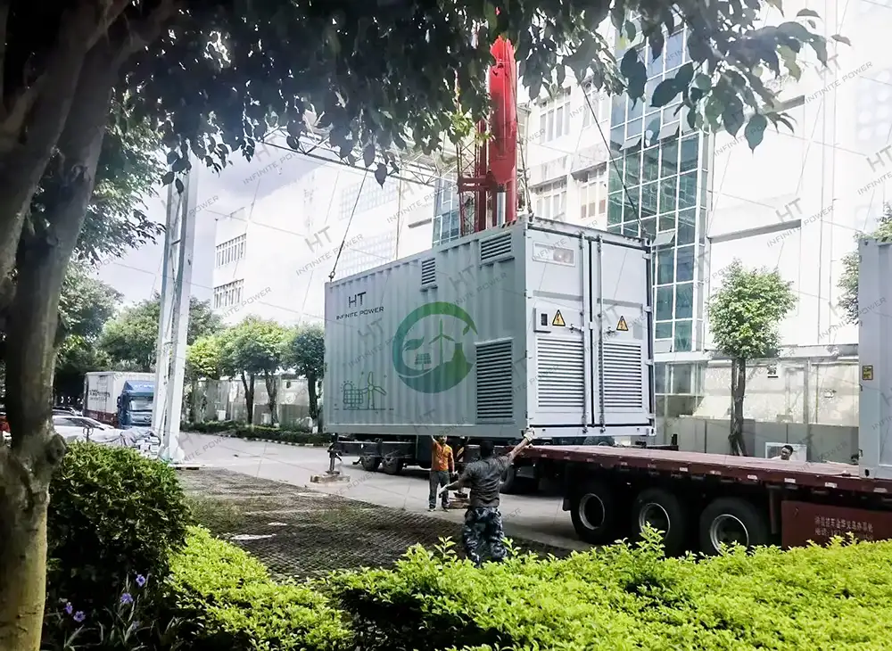 Contêineres de armazenamento de energia para transporte HT INFINITEPOWER no local