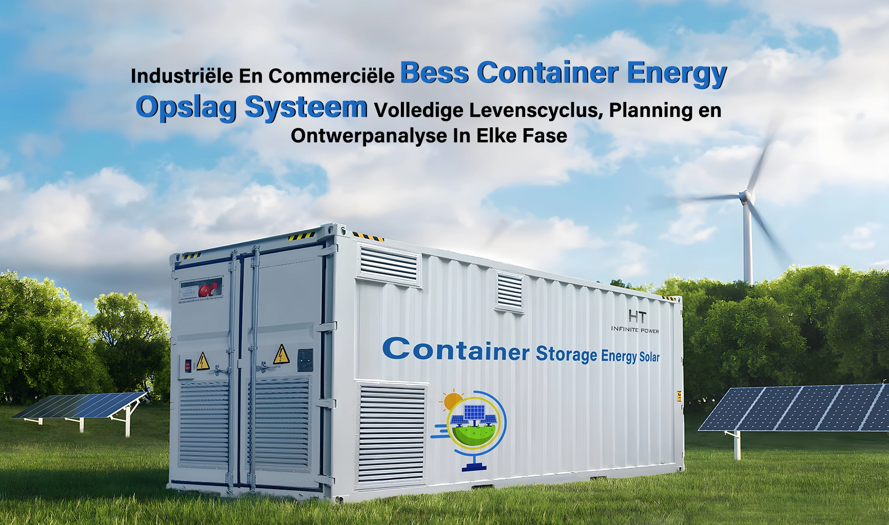 Industrieel en commercieel energieopslagsysteem met bess-containers Volledige levenscyclus, planning en ontwerpanalyse in elke fase