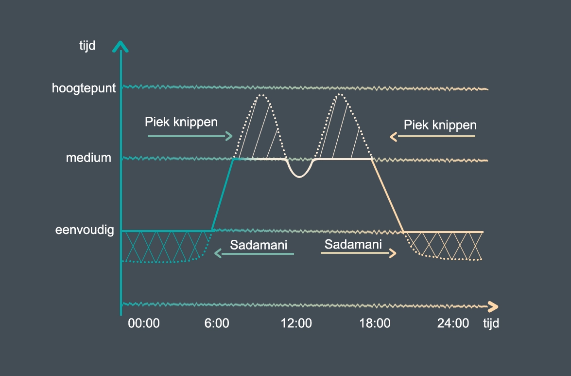 Piek- en frequentieregulerende functie van accu-energieopslagcontainer