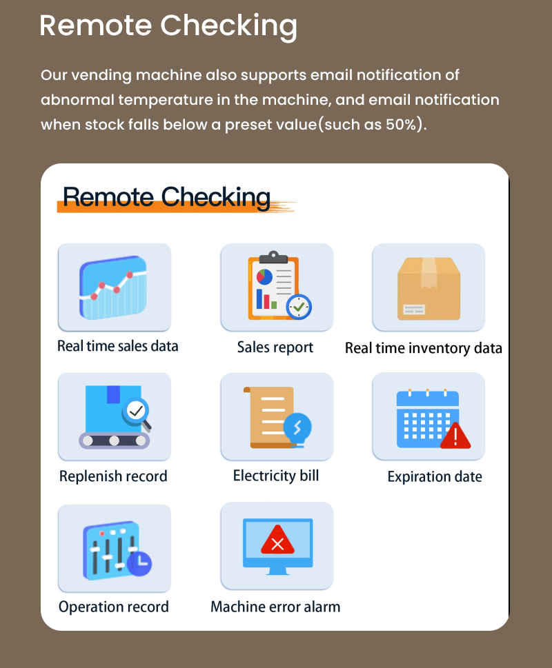 healthy food vending machines support for remotely operation
