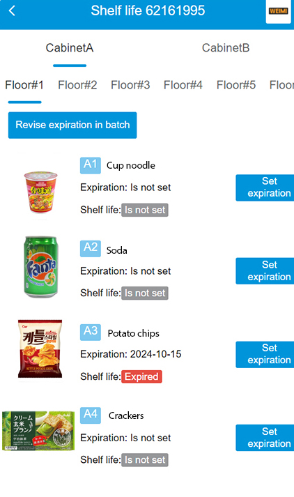 Click shelf life to check if any goods are expired and set discounts for near-expiring goods.