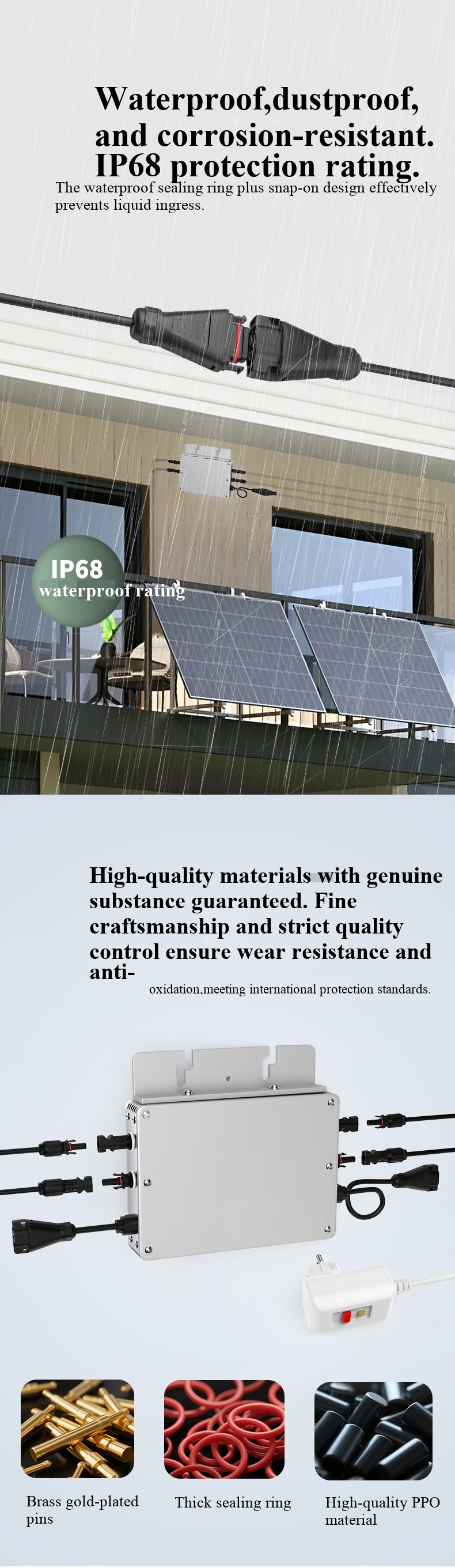 waterproof connector for balcony solar system