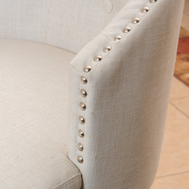 Stool material details - linen, wood, foam