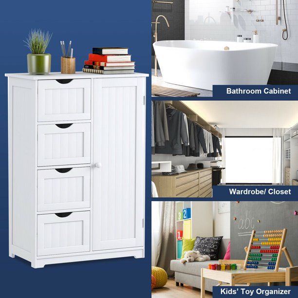 Console with drawers and cabinet open