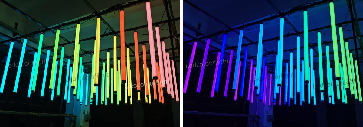 1m dmx512 rgbw led tube vertical hanging installation