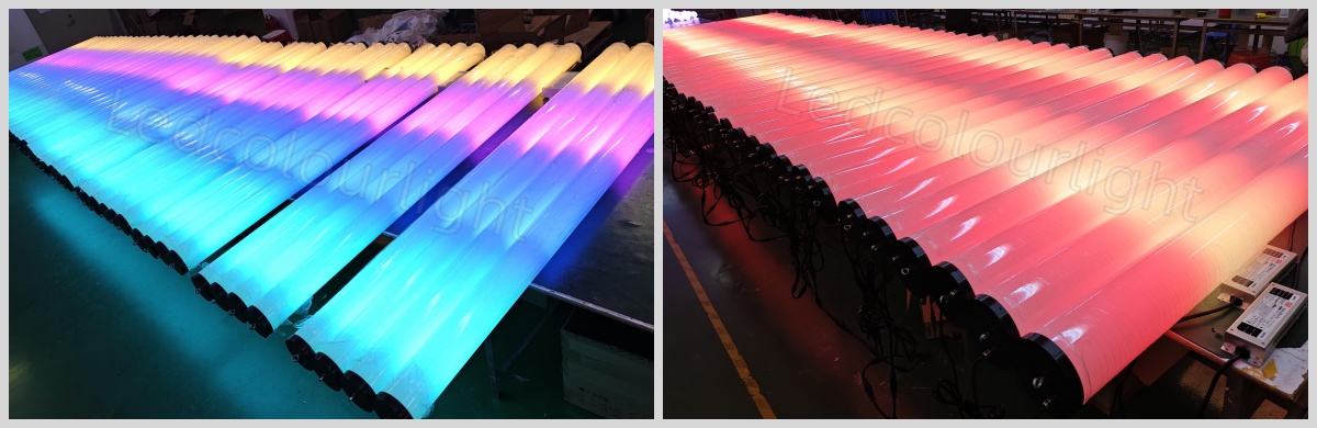2-meter dmx rgbw led light tubes testing