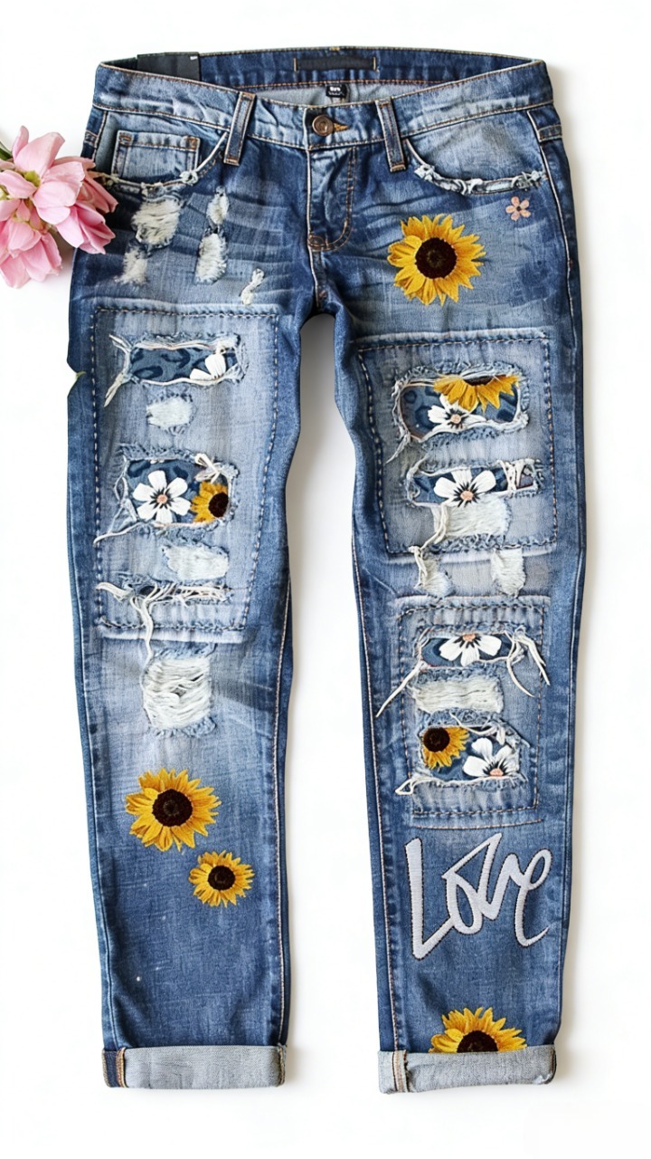 Women’s Patched Trousers Diverse styles, including skinny, high-rise wide-leg