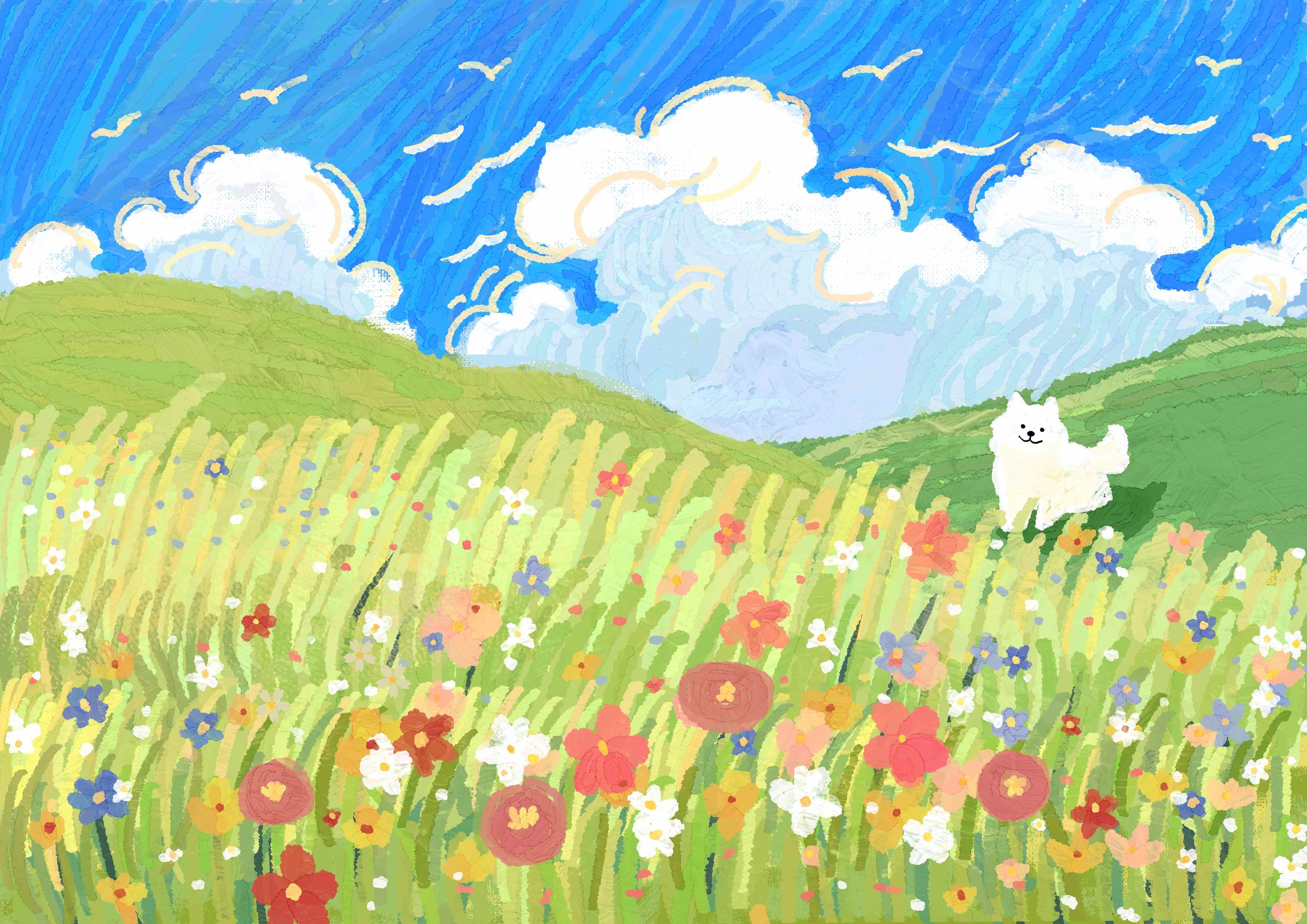 Oil Painting Wind Healing Landscape Illustration