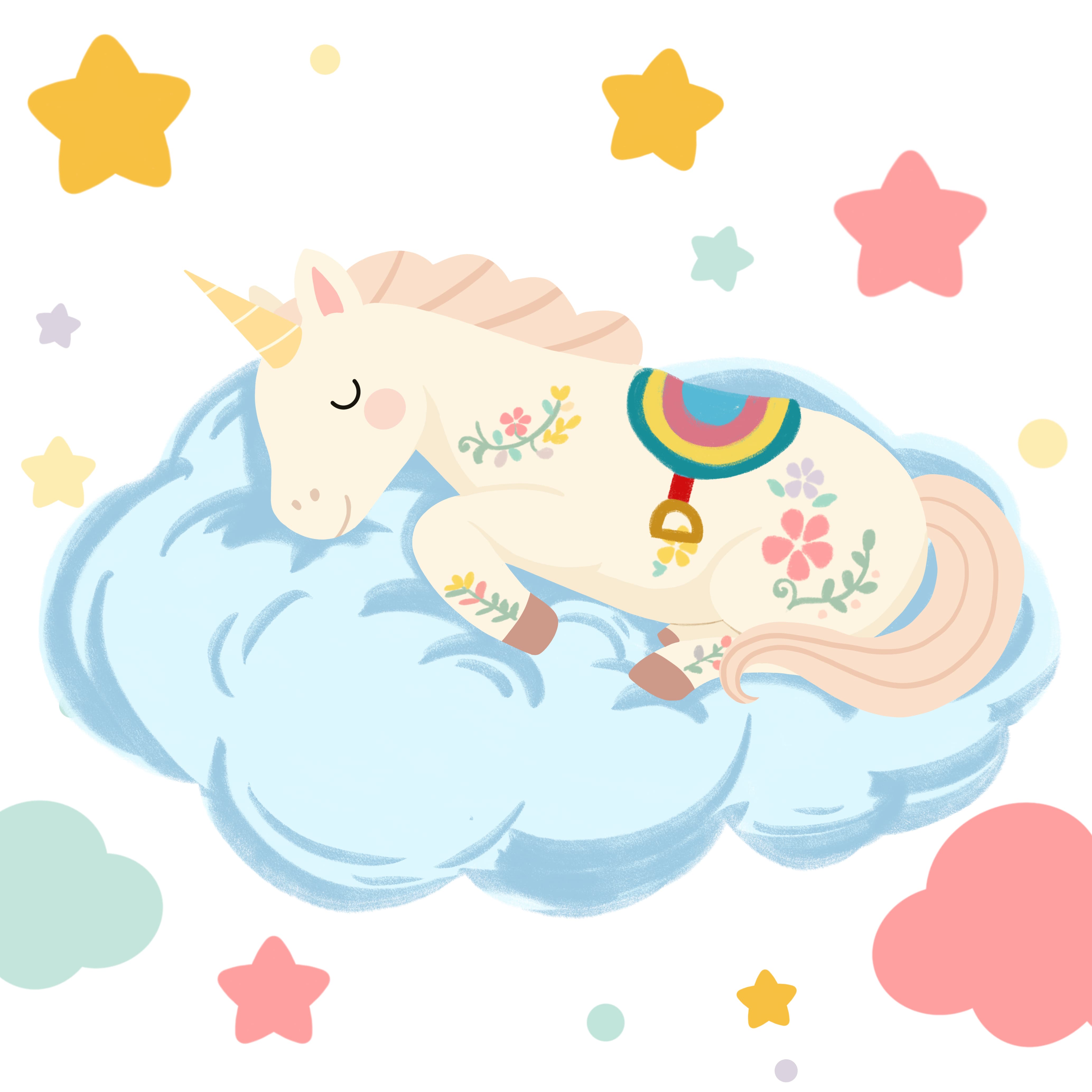 Cartoon Sleeping Unicorn