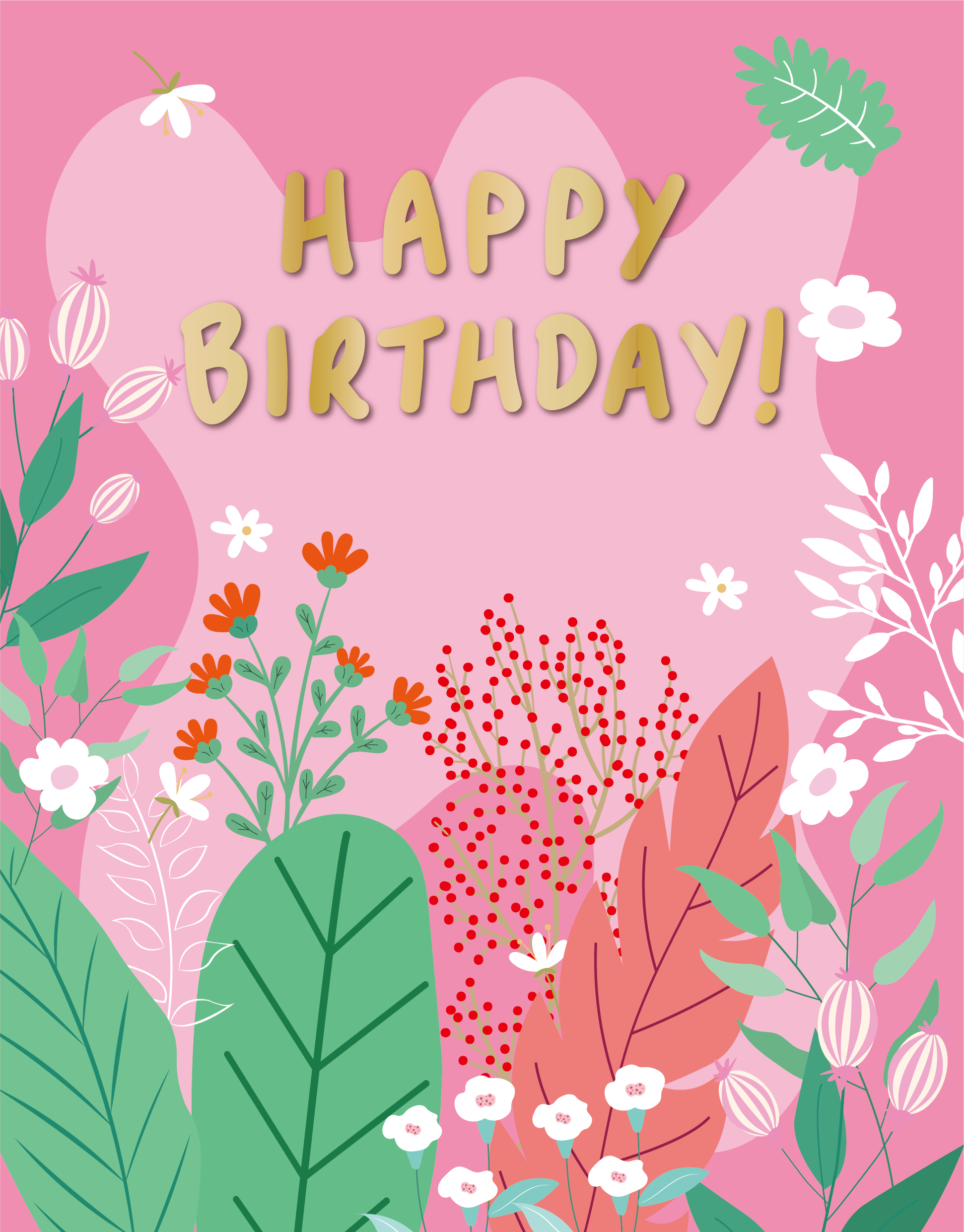 happy birthday flower card