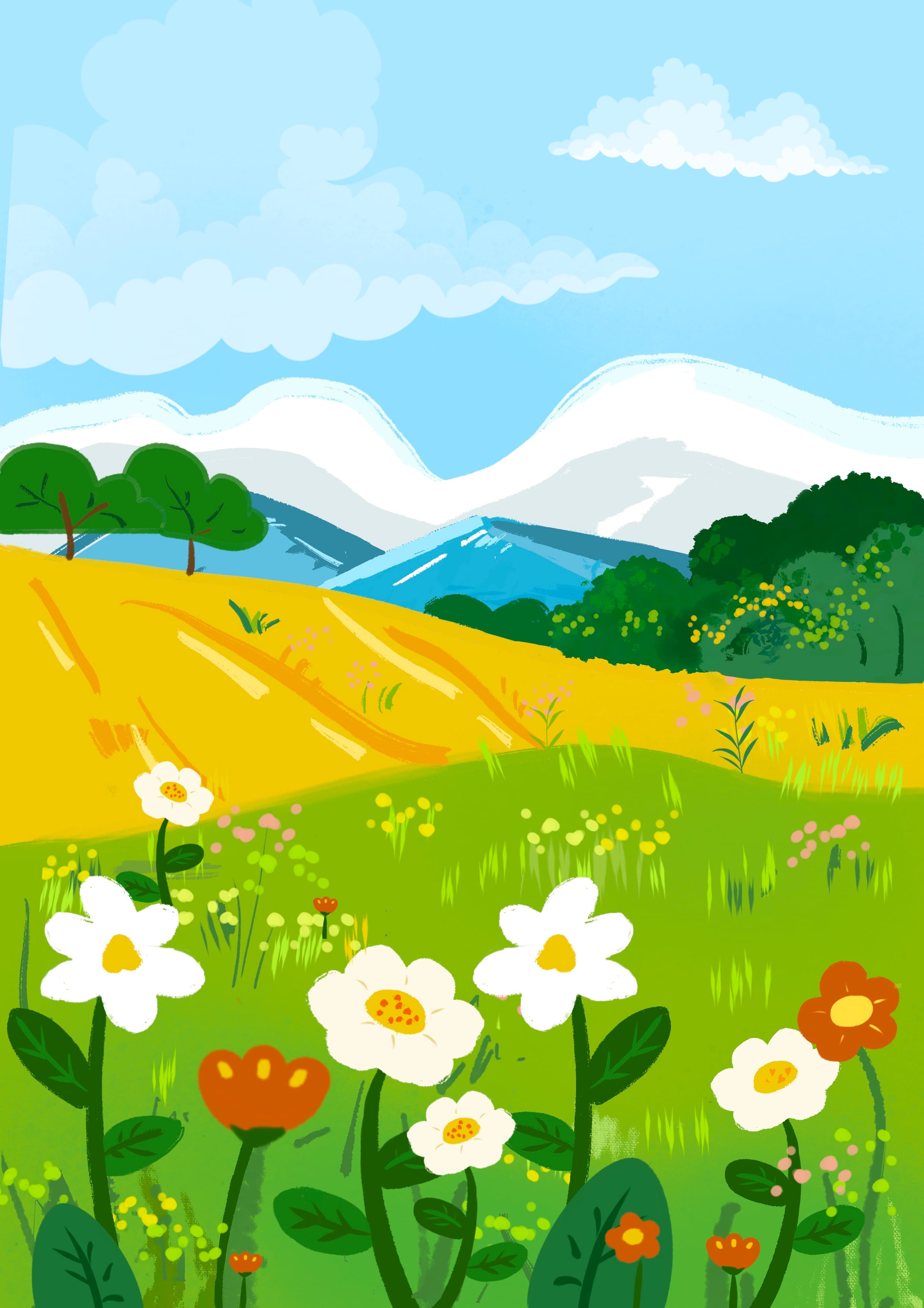 Watercolor Wind Healing Landscape Illustration