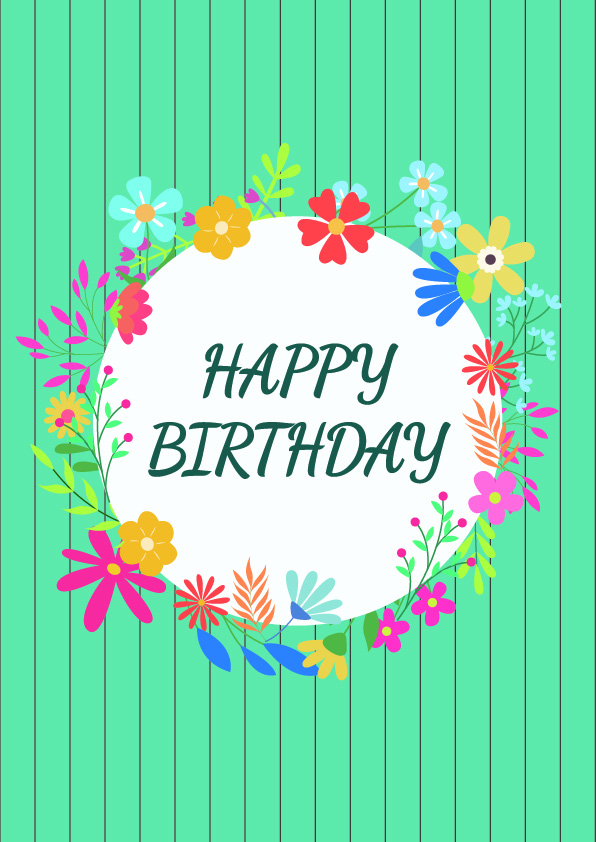 happy birthday flower card