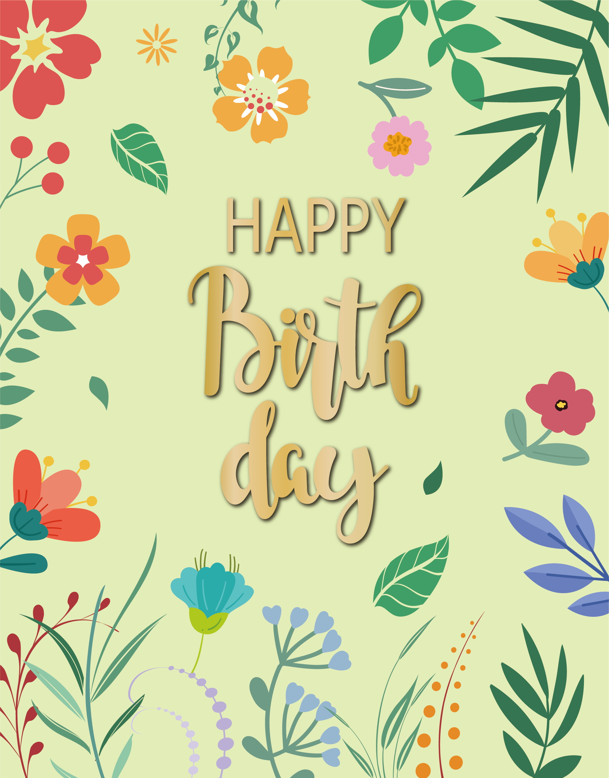 happy birthday flower card