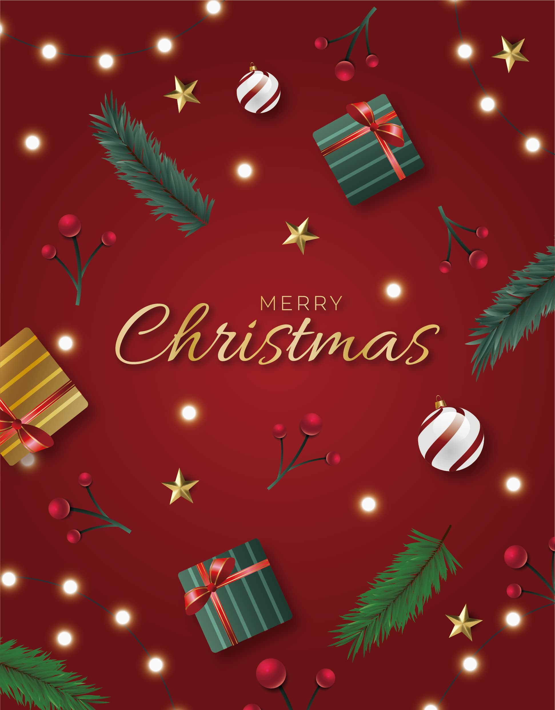 Luxury Gold & Red Christmas Card Patterns Collection