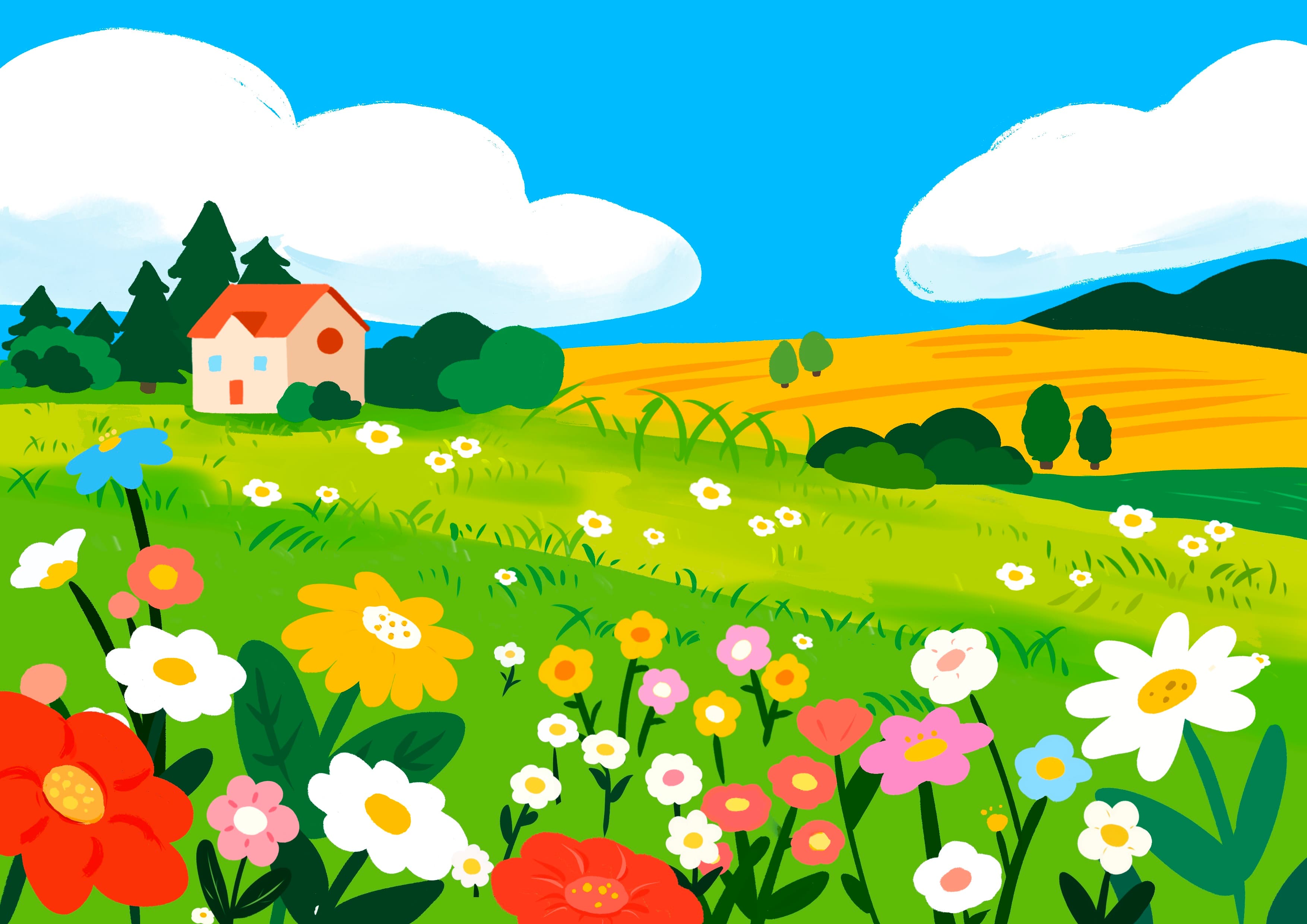 Watercolor Wind Healing Landscape Illustration