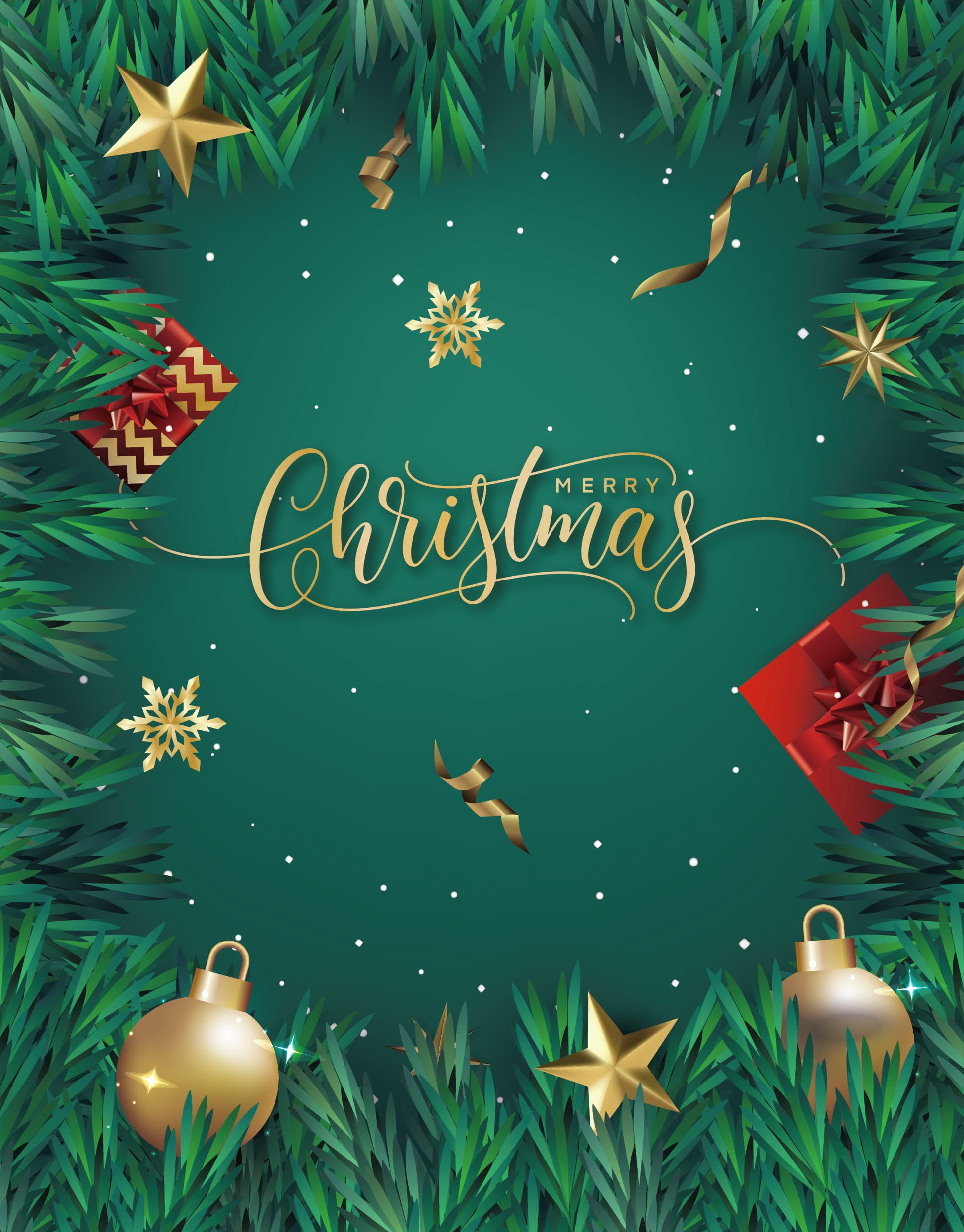 Luxury Gold & Green Christmas Card Patterns Collection