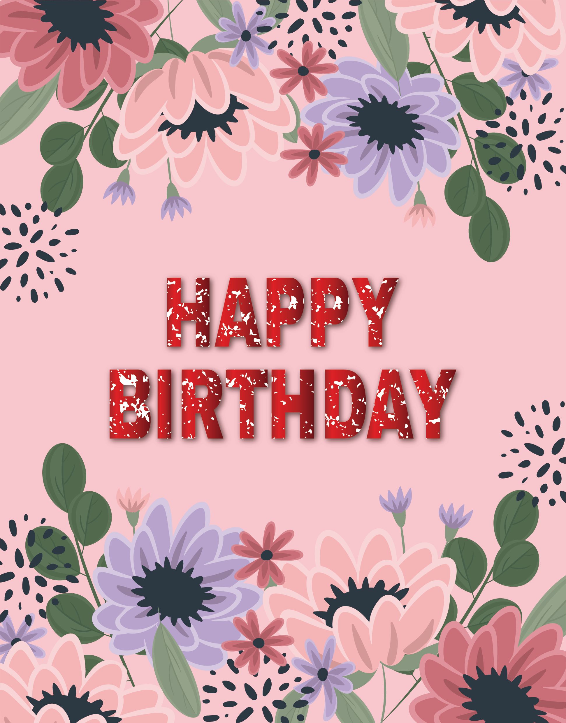 happy birthday flower card