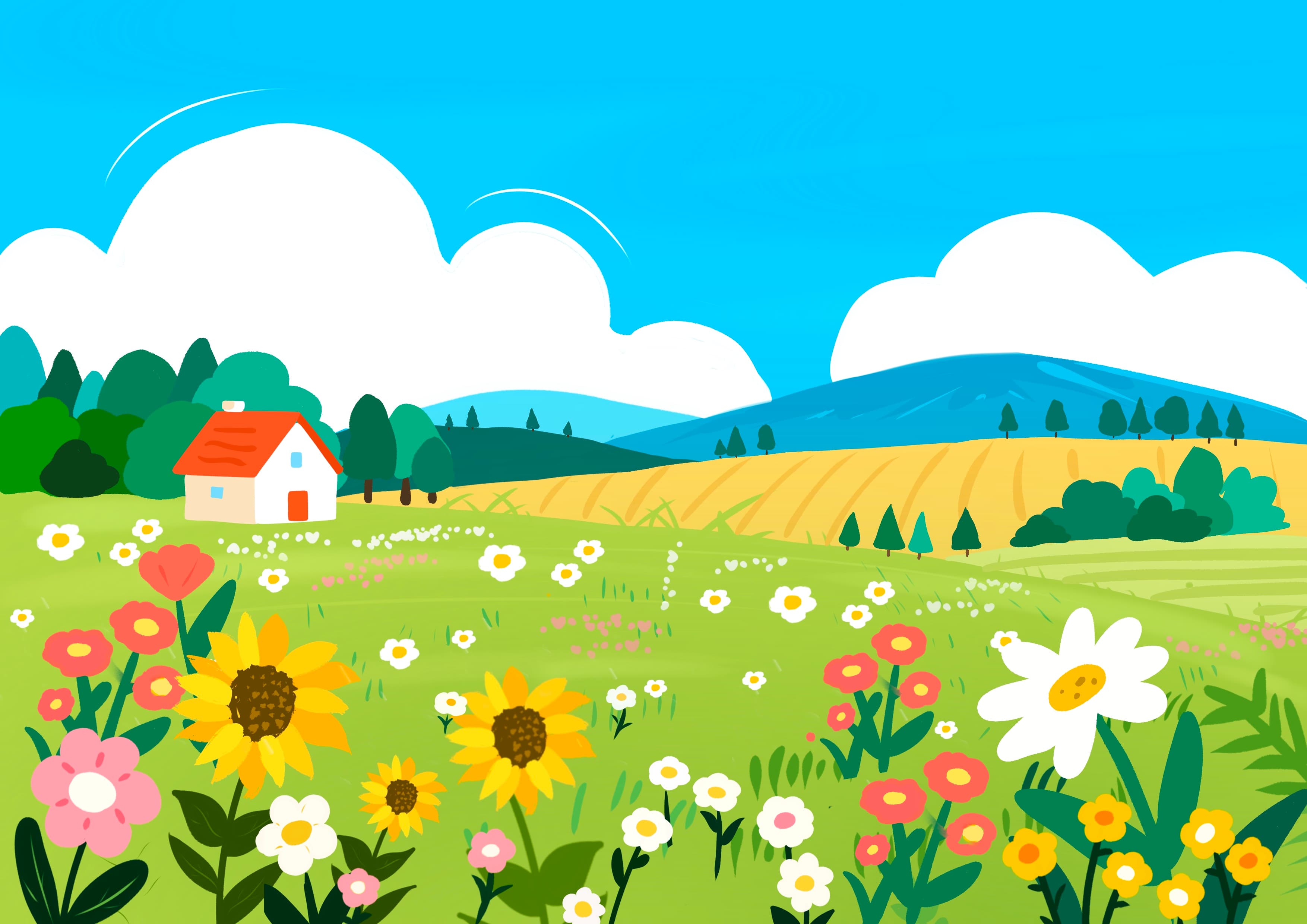 Watercolor Wind Healing Landscape Illustration