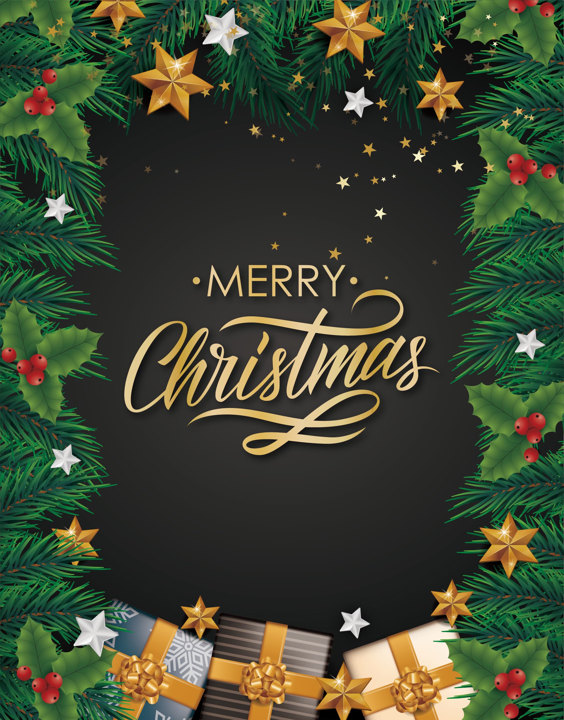 Luxury Gold & Dark Christmas Card Patterns Collection