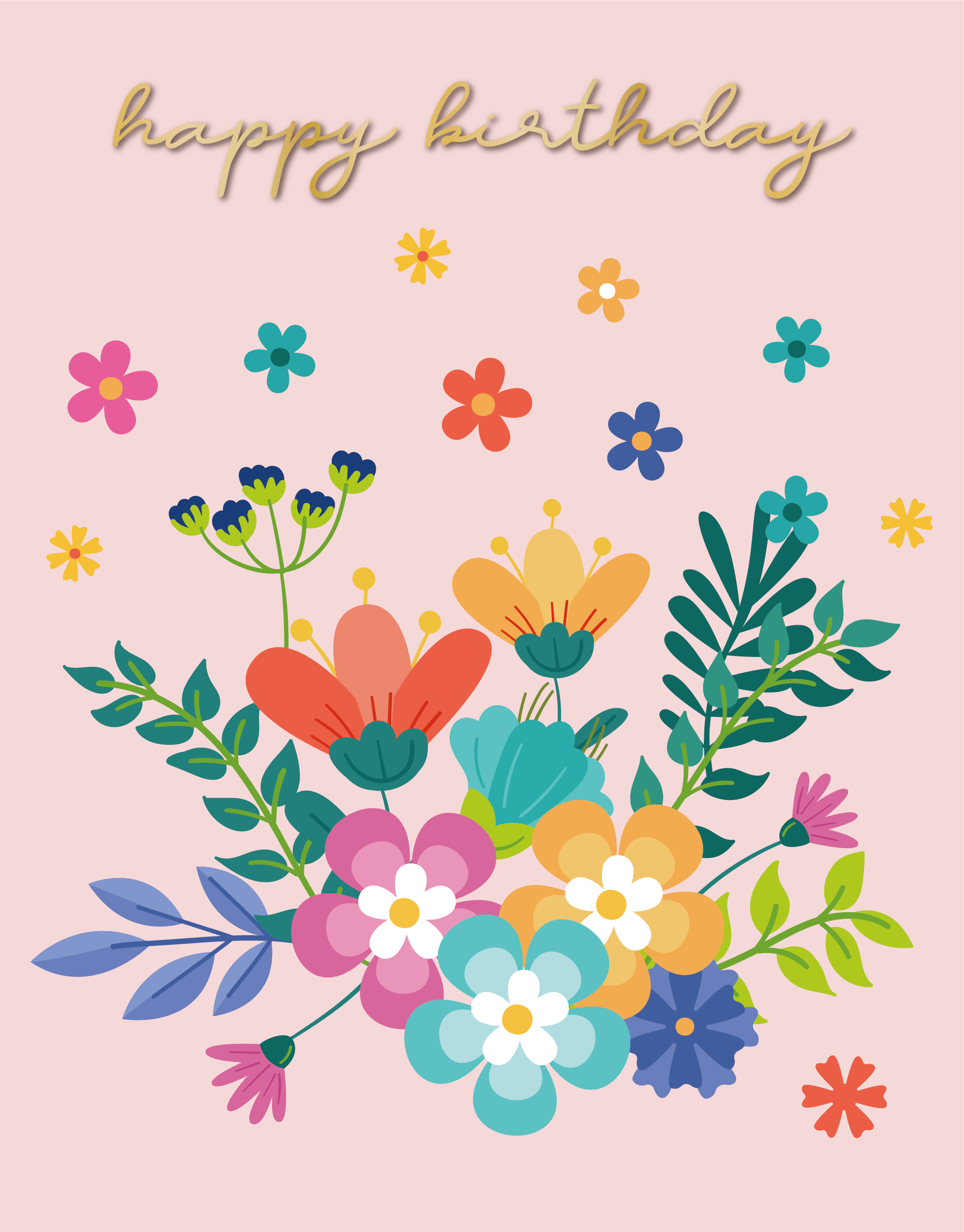 happy birthday flower card