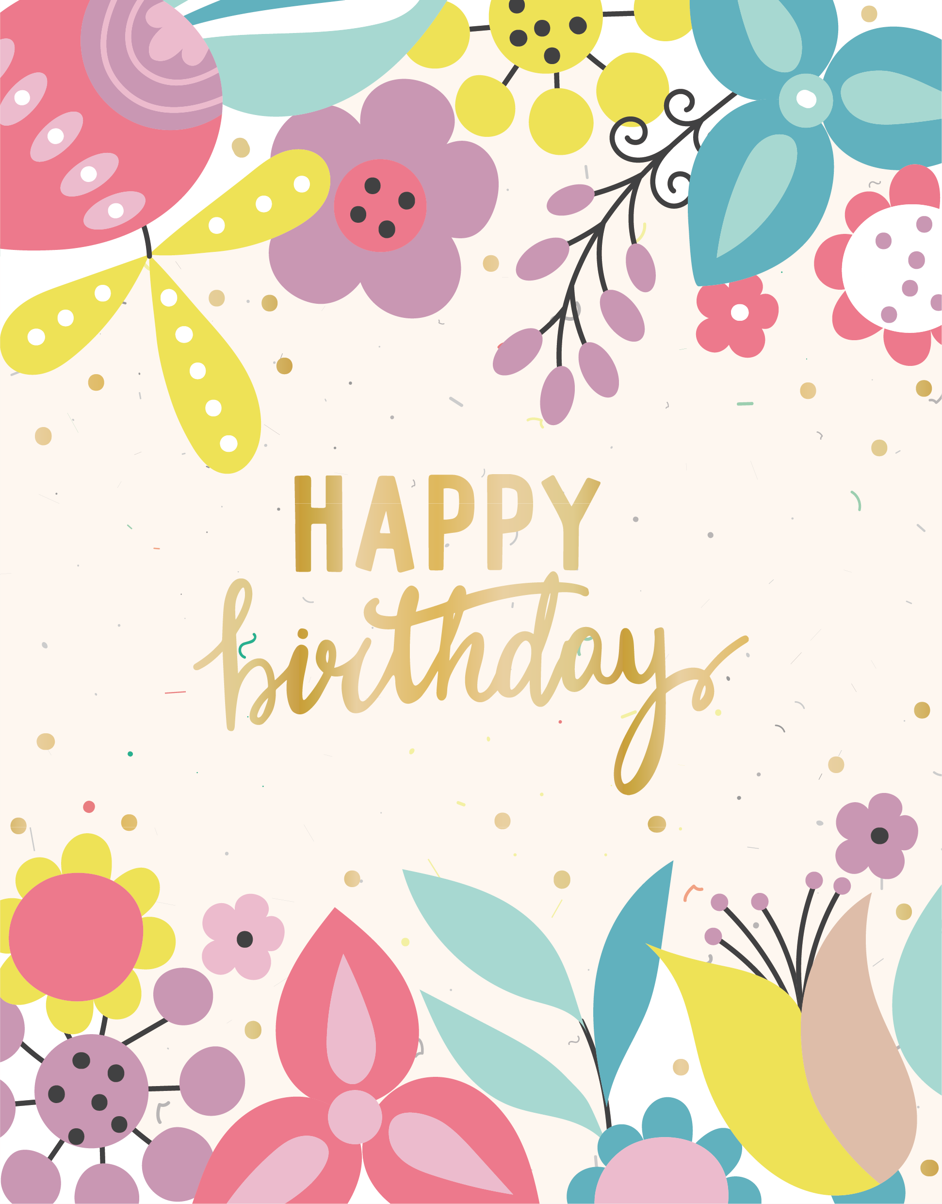 happy birthday flower card