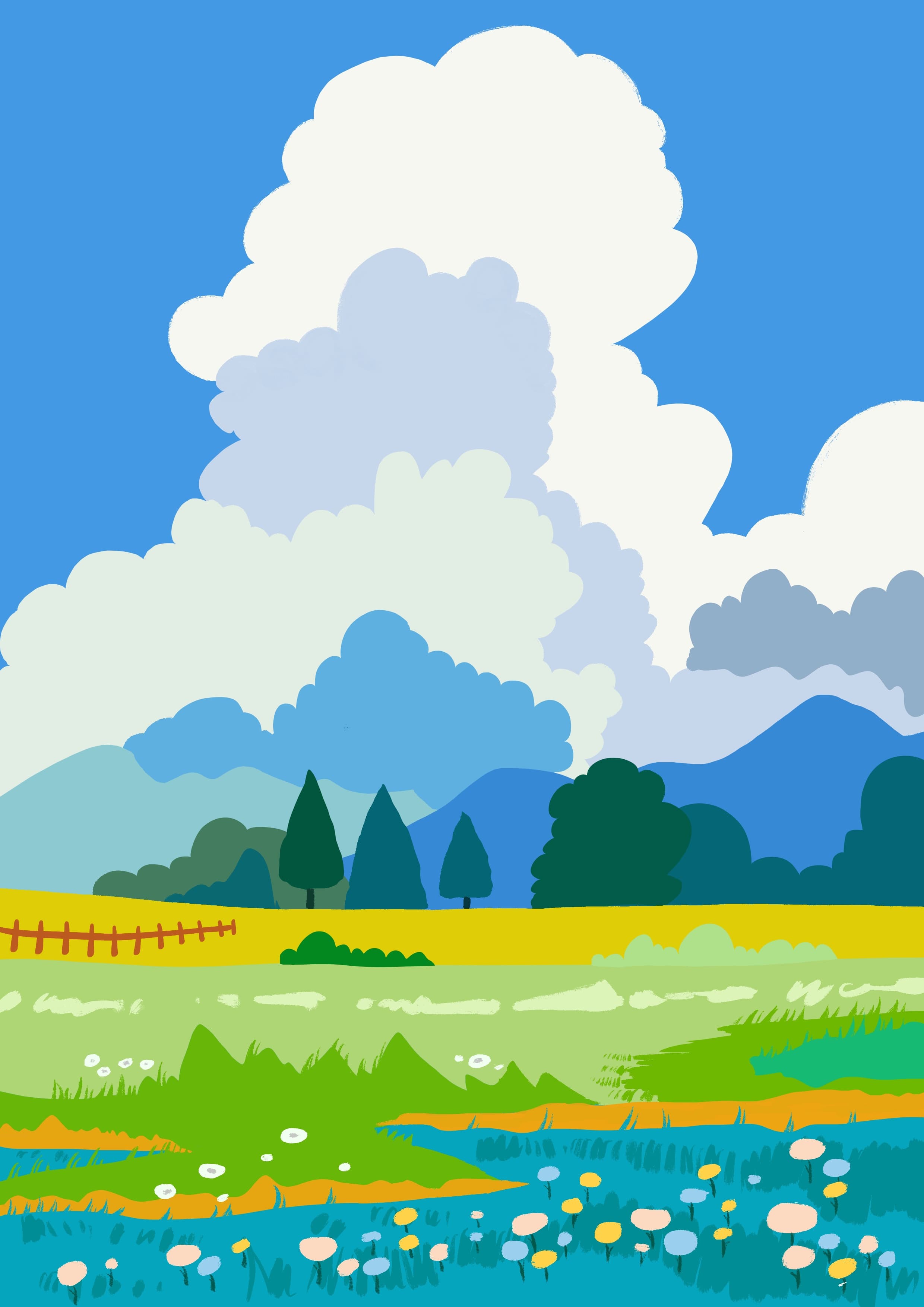 Watercolor Wind Healing Landscape Illustration