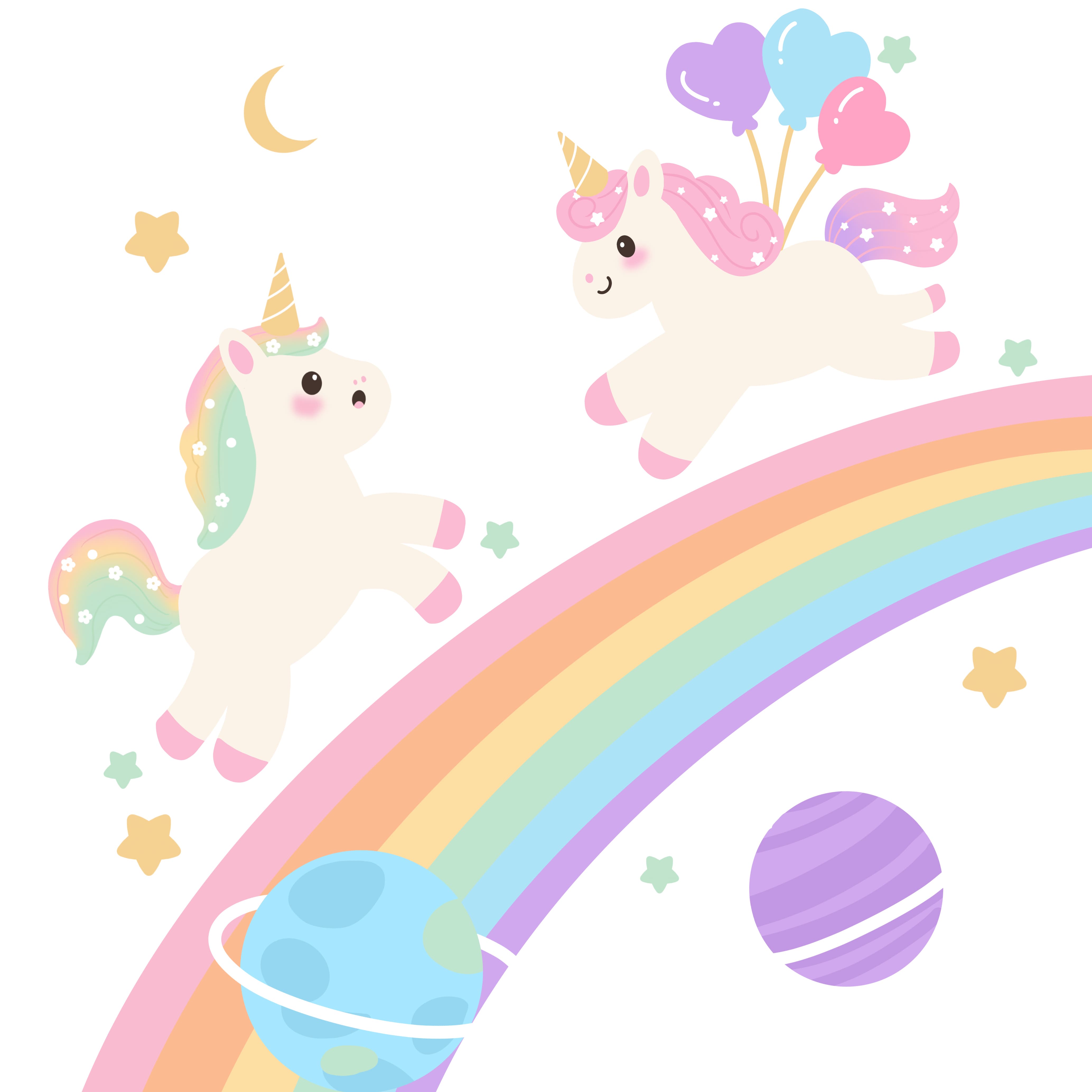 Cartoon Rainbow Unicorn